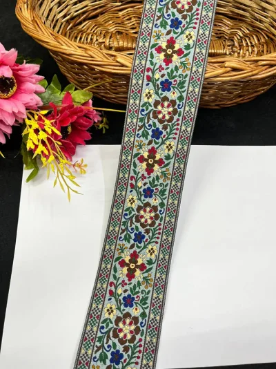 Multi-Color Jacquard Ribbon Banarasi Lace Border